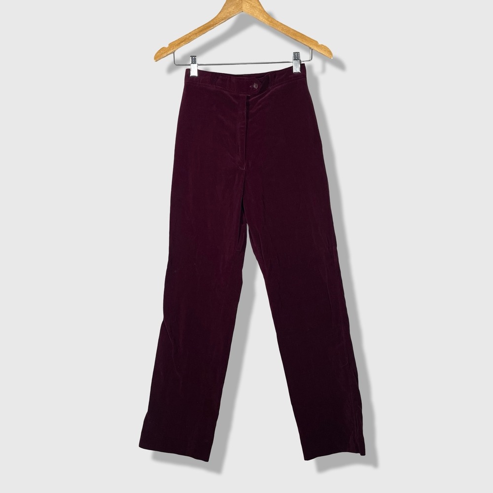 Legends Velvet Trousers Womens 5/6 Burgundy Dark Academia Vintage 90s Pants